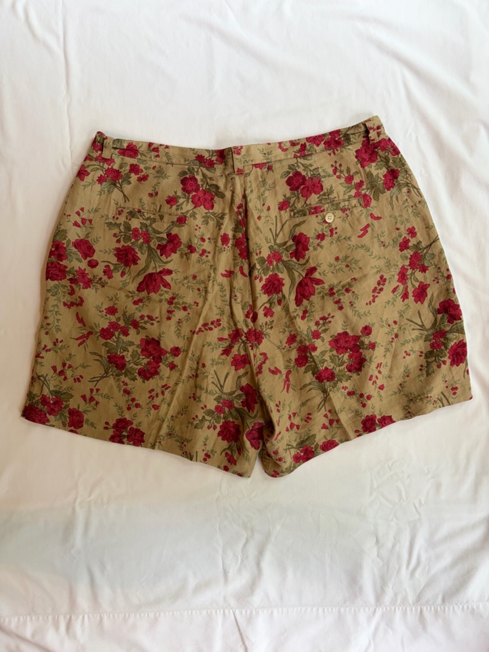 Lauren Ralph Lauren Tan Floral Pleat Front Linen Shorts Size 20W - Picture 3 of 4